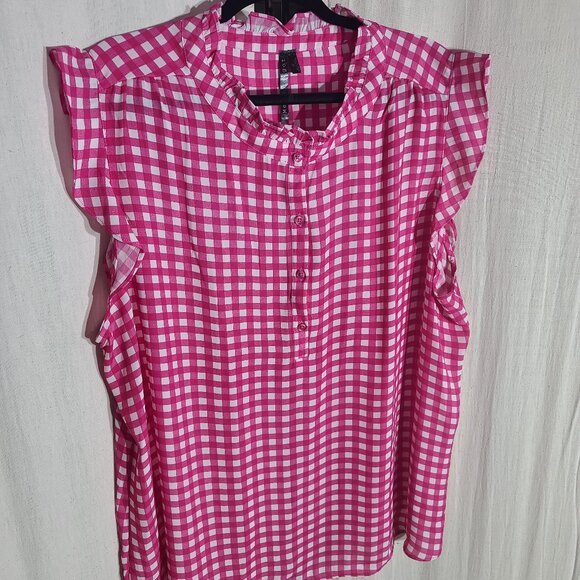 Pink & White Gingham Blouse - Picture 1 of 7